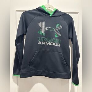 Under Armour Storm Cold Gear Black and Green Performance Hoodie YLG Loose